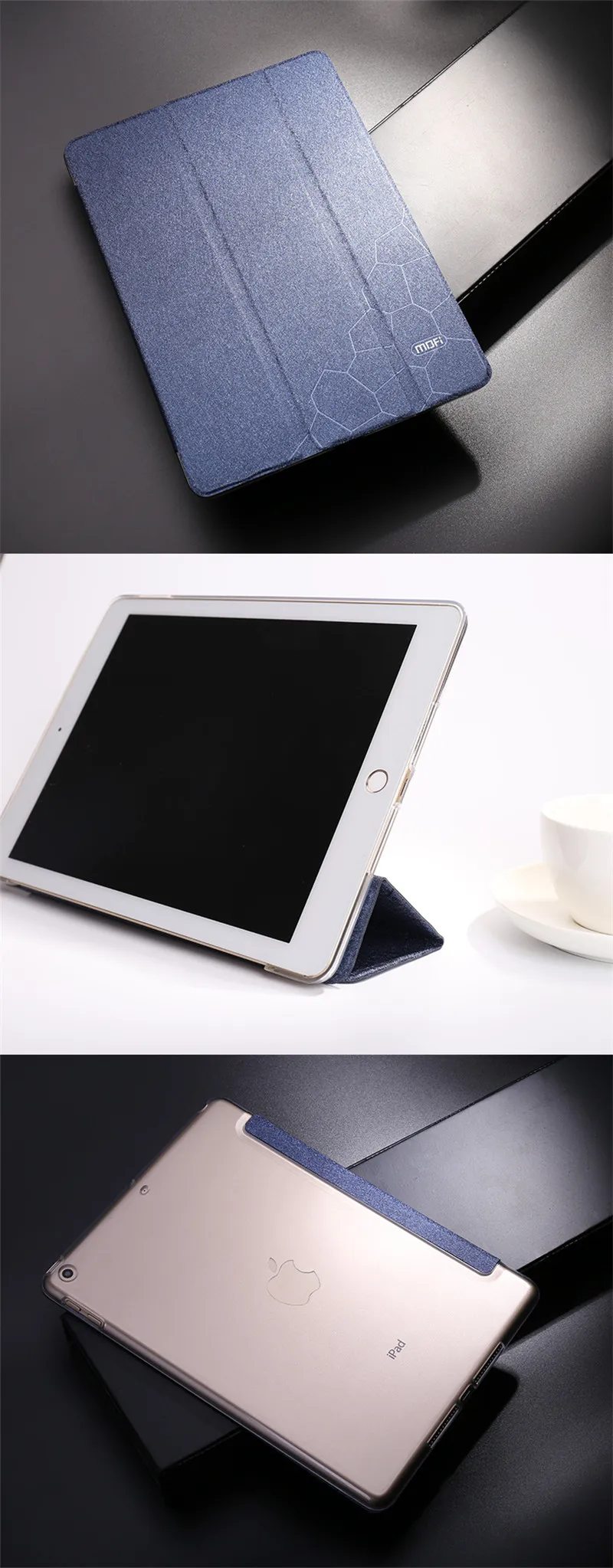 Для iPad чехол 9,7 модель планшет MOFi кожа для iPad 9,7 дюймов Чехол Флип Пробуждение сна прозрачный жесткий Стенд роскошный