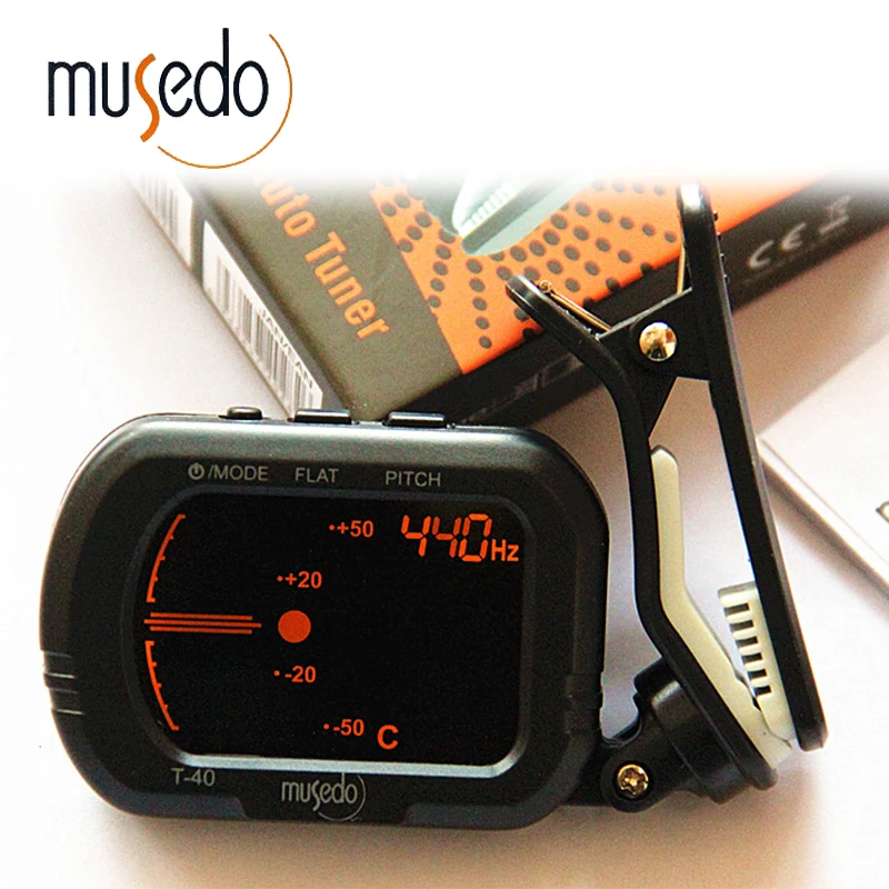 Цифровой гитарный тюнер MUSEDO T 40 LCD с клипсой черные тюнеры для басов скрипки