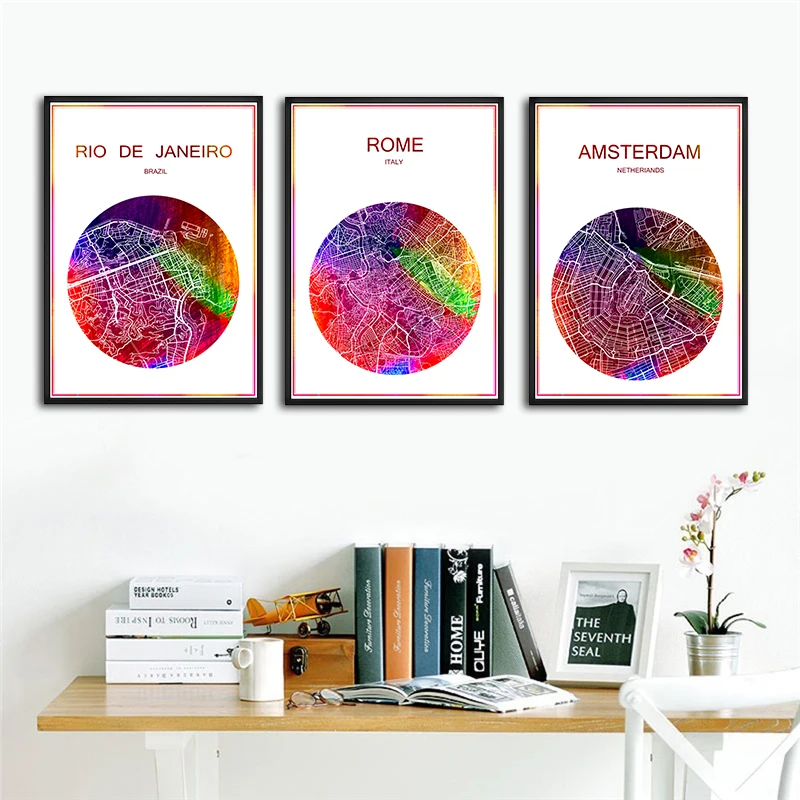 Дели Индия карта всемирно известных городов печать плаката на Бумага или холст