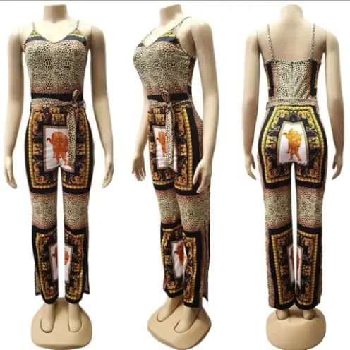 2019 Africa special custom spring and summer fashion ethnic costumes halter top jumpsuit | Тематическая одежда и униформа