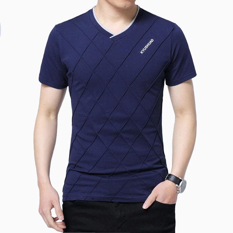 Мужская футболка с коротким рукавом и V образным вырезом размеры до 3XL|t shirt men|short
