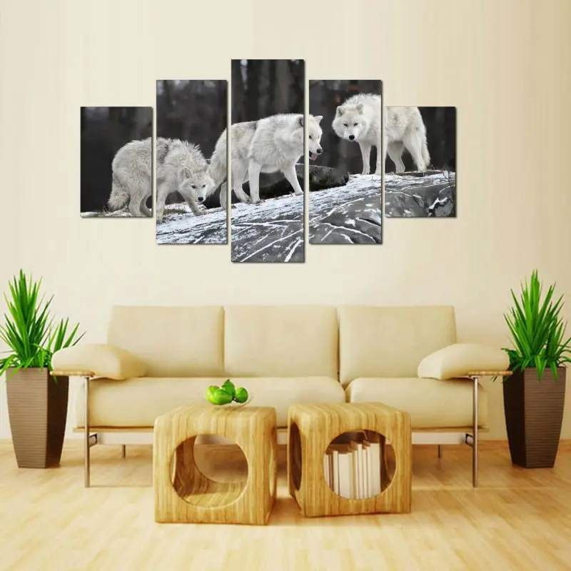 

Модульные картины, печать 5 HD, картина с изображением волка на холсте