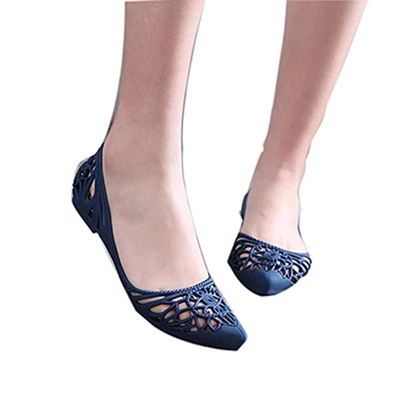 sandalYMX37 blue Женская летняя обувь на плоской подошве; Новое поступление; балетки на плоской подошве с острым носком без застежки; дышащая открытая Водонепроницаемая женская прозрачная обувь - Цвет: sandalYMX37 blue