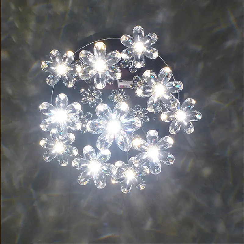 Z Modern LED Crystal Chandelier Romantic Flower Design Lovel Girl's Bedroom Lamp Restaurant Lighting Fixture Stairs | Лампы и