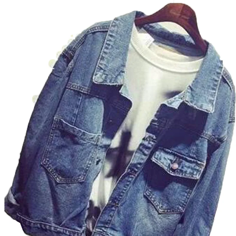 Женская джинсовая куртка с длинным рукавом Повседневная Свободная из денима