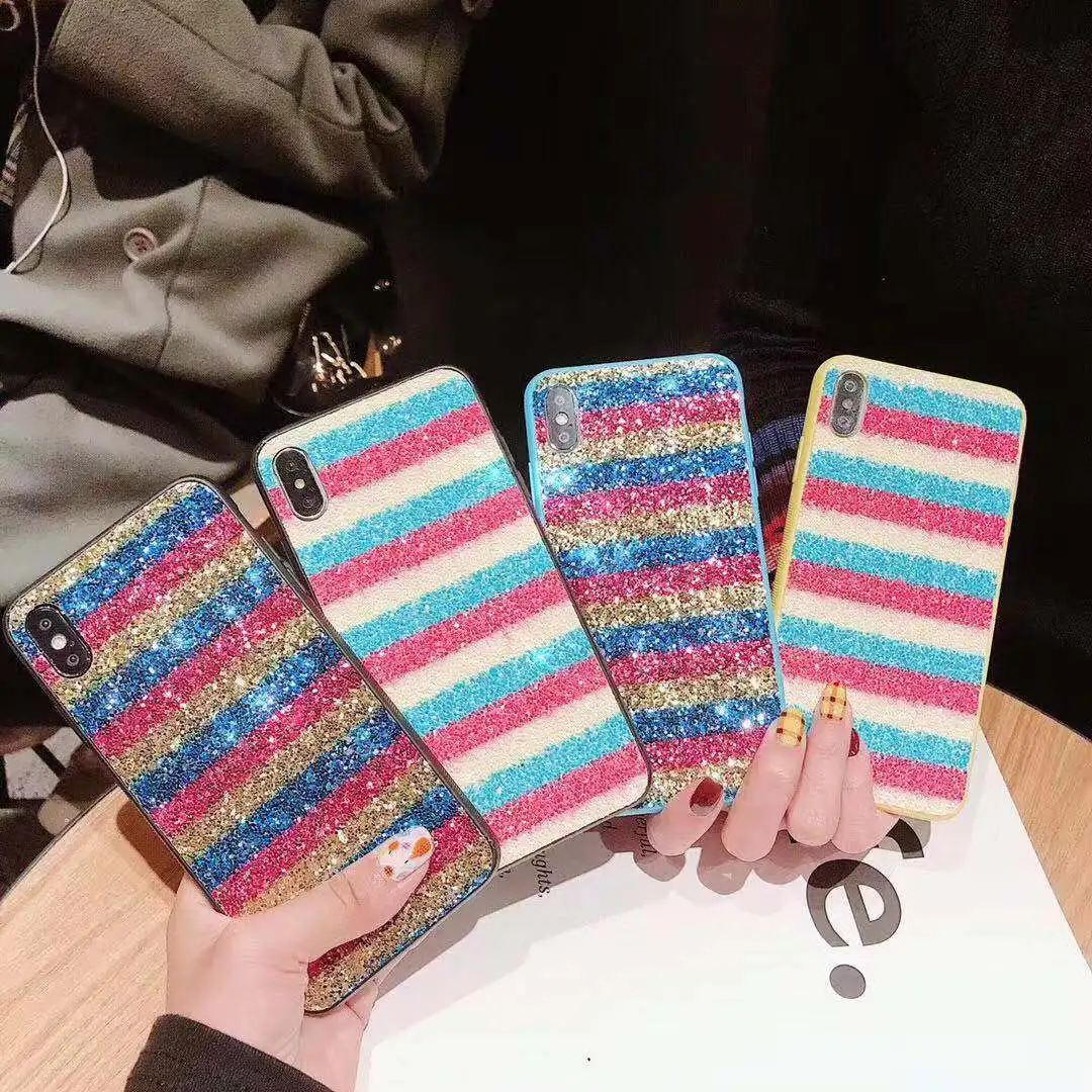 Роскошные Bling полосой чехол для Huawei Y7 Prime Y9 2019 2018 Honor 8X 8C 7C 10 Lite 7X P30 Pro Коврики 20 SE Nova 4