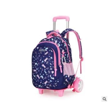 large wheels blue Детский Школьный рюкзак с колесами, Детские рюкзаки на колесиках, Детская сумка на колесиках для девочек, дорожный Рюкзак-тележка сумка для детей - Цвет: large wheels blue