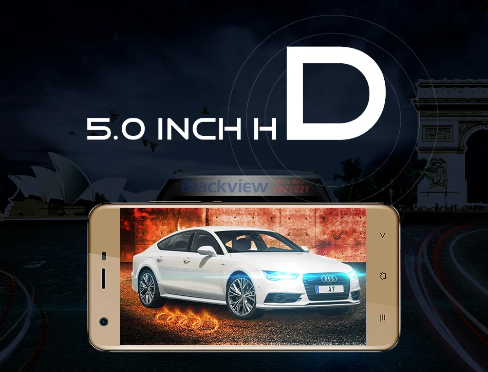 Blackview A7 мобильный телефон Android 7,0 MTK6580A четырехъядерный 5," 1 ГБ 8 ГБ 3 камеры 3g WCDMA 2800 мАч Dual SIM смартфон