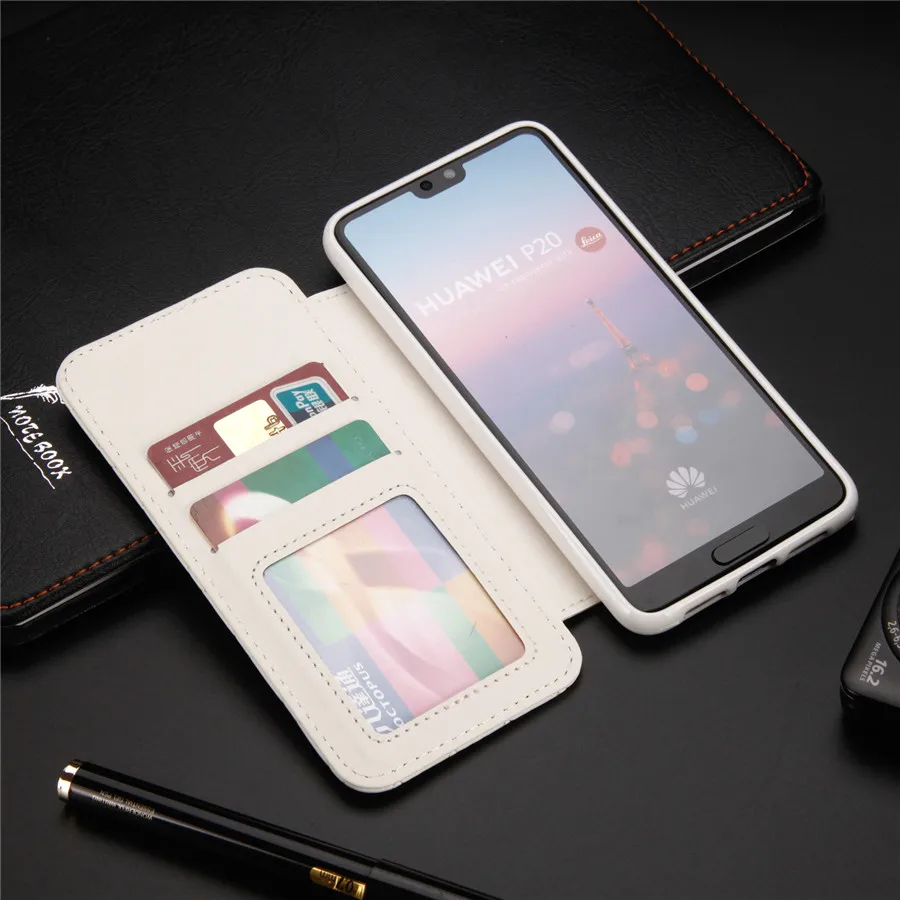 Кожаный чехол кошелек с откидной крышкой для карт Huawei P9 P10 P20 plus Роскошный