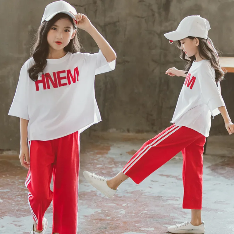 Одежда летняя для девочек 2019 новый спортивный костюм отдыха детская белая