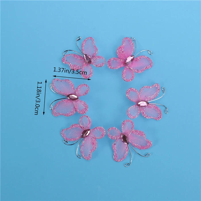 50 шт. Sheer Mesh Wire Glitter Butterfly с драгоценным камнем Home/Weeding вечерние/Party Decoration