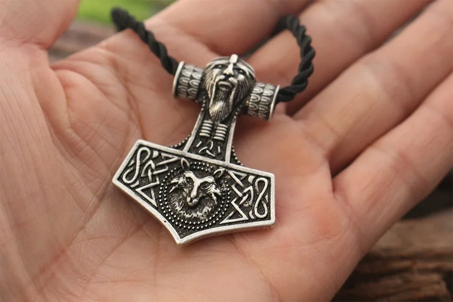 1 шт., ожерелье викинга лисы, молот Мьёльнир Тора, кулон Lge Odins Norse fox, мужской амулет, ювелирные изделия