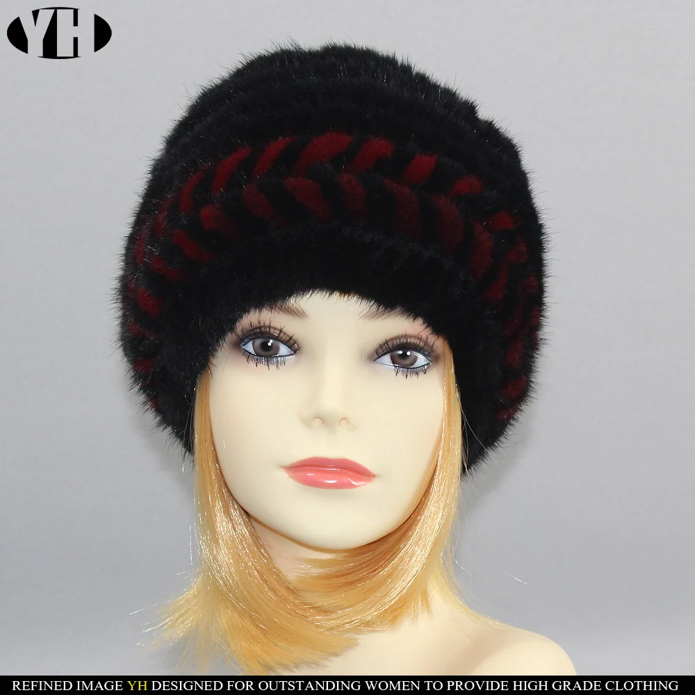 Новинка 2019 женская зимняя шапка из натурального меха норки Брендовая