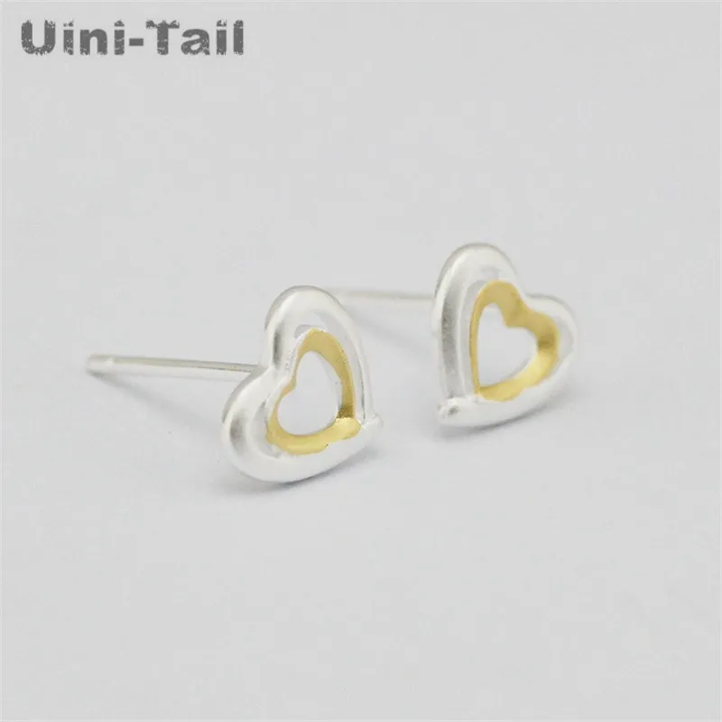 Uini Tail хит продаж новинка 925 пробы серебряные двухцветные полые серьги в форме
