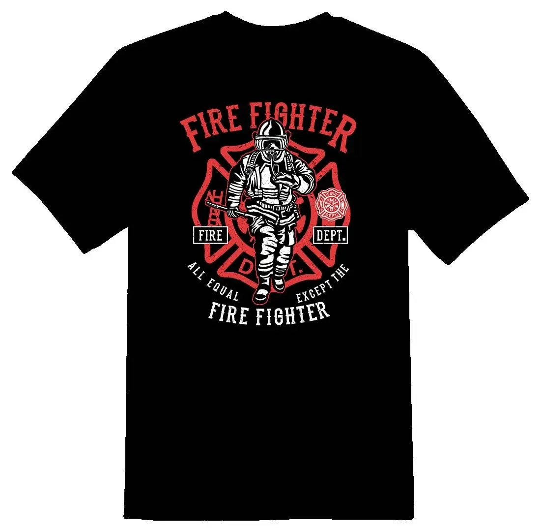 Мужская футболка Fire Fighter all equal fire dept черная или белая футболка Мужские футболки  | Отзывы и видеообзор