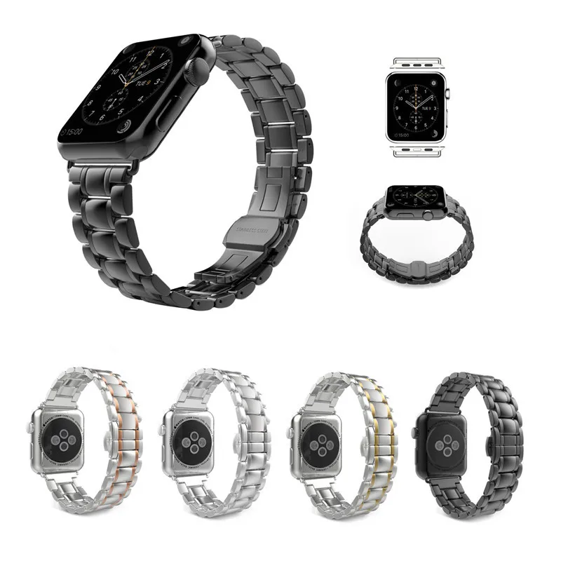 Браслет с бусинами бабочками для Apple Watch band 4 40 мм 44 ремешок из нержавеющей стали