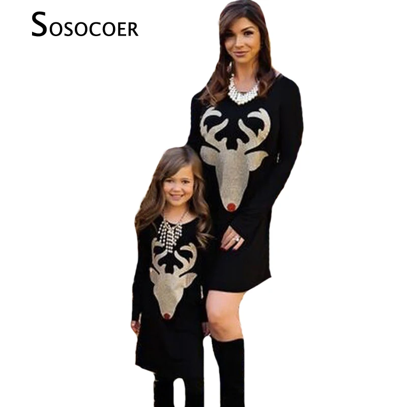 Платье для мамы и дочки SOSOCOER Одинаковая одежда всей семьи с рождественским