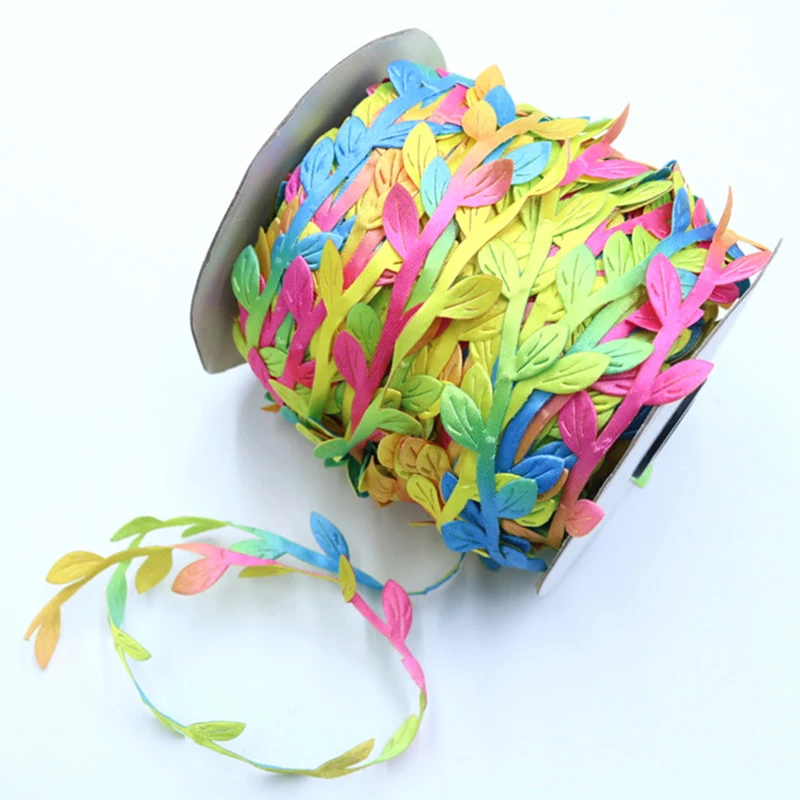 

Искусственные зеленые листья из шелка, 10 м, для украшения свадьбы, венок, подарок, скрапбукинг, искусственные цветы