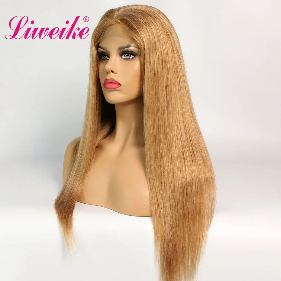 Прямой парик Liweike с застежкой на сетке #10 цветов 4*4 100% натуральные волосы без