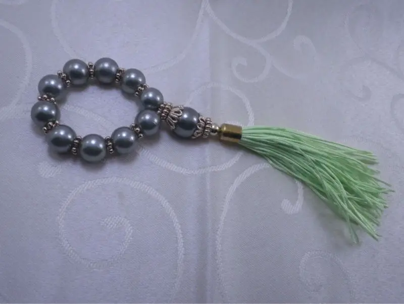 Кольцо для салфеток с зеленым жемчугом и кисточкой держатель свадебных из бисера