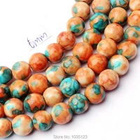 high quality 6mm pretty round shape mixed color stone diy loose beads strand 15 diy creative jewellery making w3337