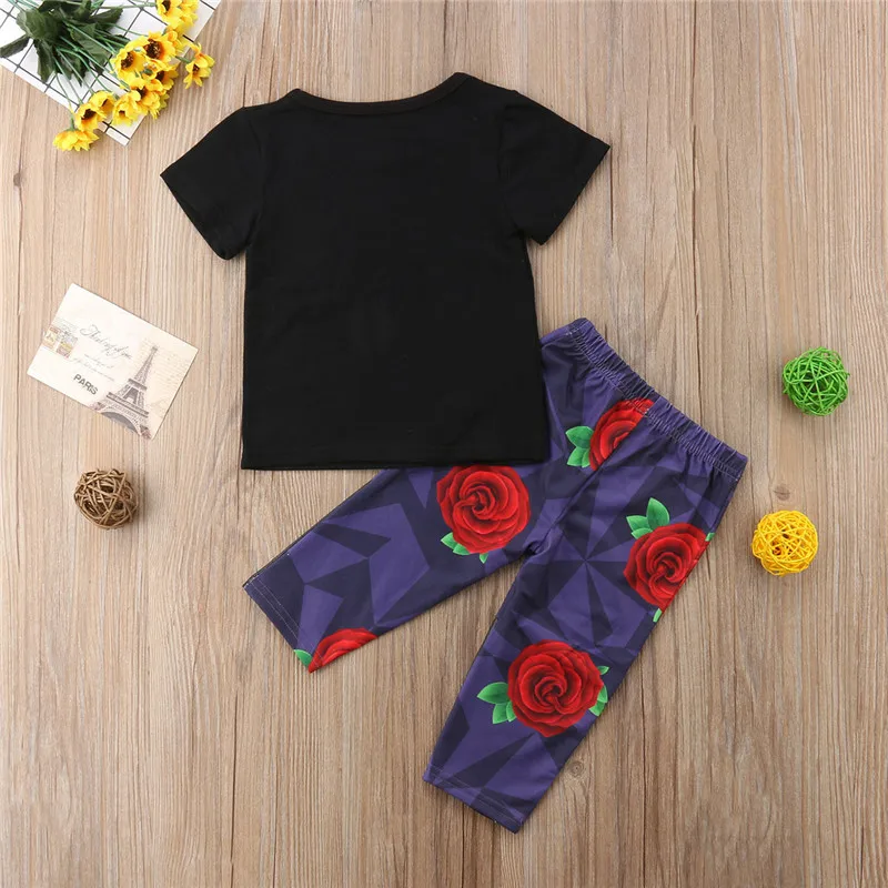 PUDCOCO Infant Kids Baby Boy Tops T-shirt +Flower Pants 2Pcs Outfits Casual Clothes 0-3T |