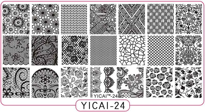 24 YICAI(1-40) серия-изображения пластины для штамповки ногтей трафарет шаблон металл различные фулкавер цветок 1 шт. изображение штамп пластины - Цвет: 24