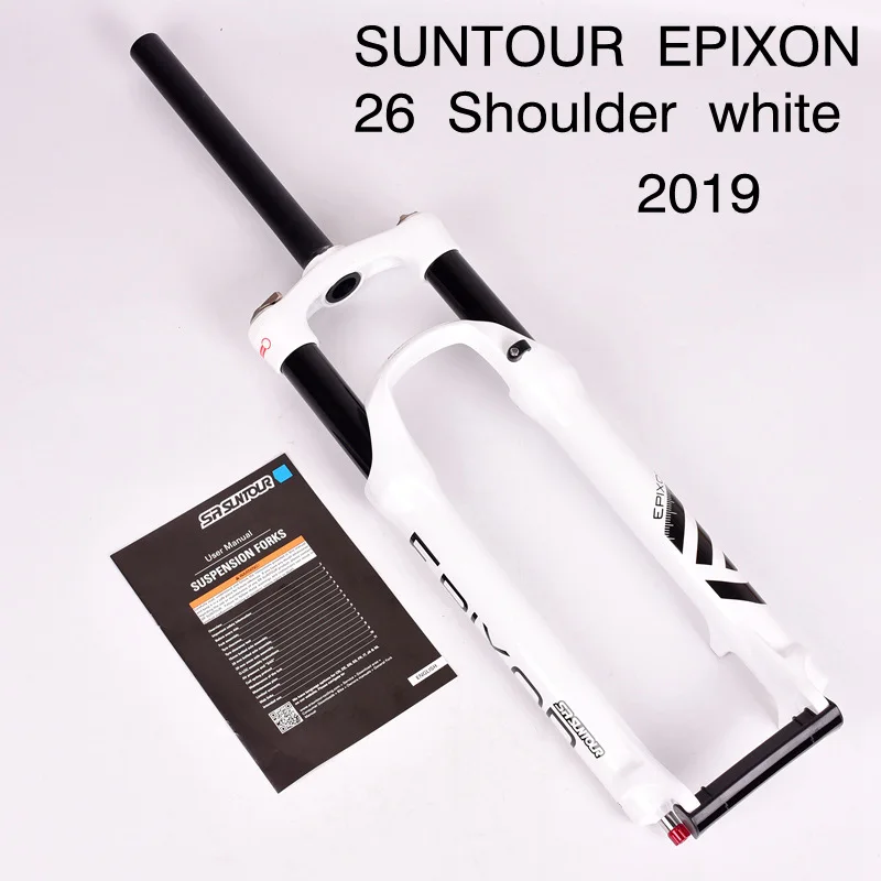 SR SUNTOUR Велосипедная вилка EPIXON 26/27,5/29er 100 мм для горного велосипеда, велосипедная амортизирующая передняя вилка, дистанционная подвесная вилка - Цвет: 26er shoulder white