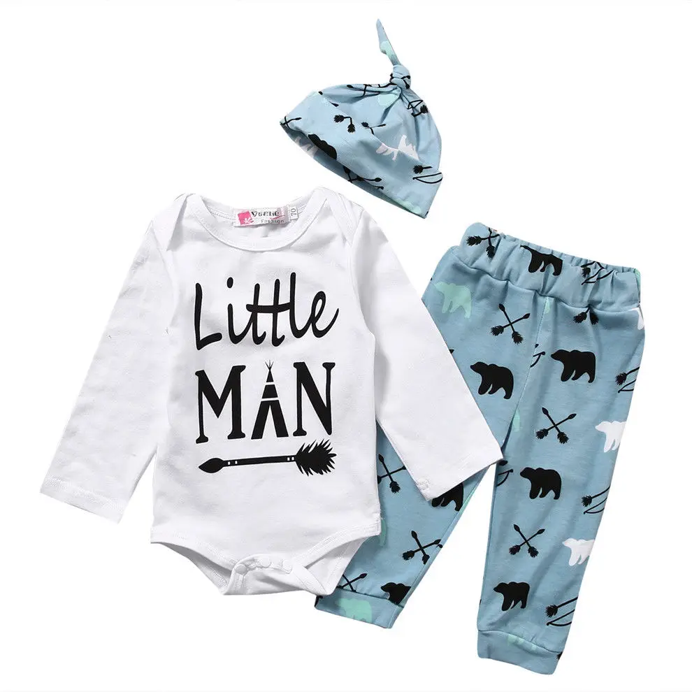 Newborn Baby Boys Jumpsuit Playsuit Romper +Pants Outfit Clothes Boy Pant |