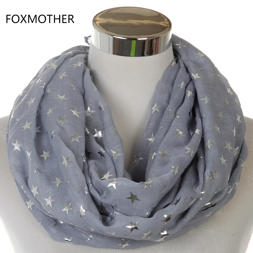 Женские блестящая Бронзовая звезда FOXMOTHER серебристые черные синие серые шарфы со