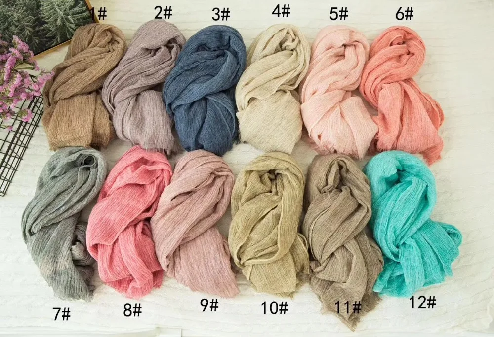 

2018 New Plain Color Ripple Fringe Scarves Shawls Wrinkle Crinkle Muffler Wrap Hijab Scarf 10 Color 10pcs/lot Free Shipping