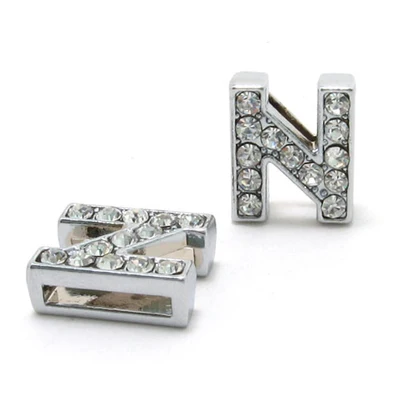 8MM &quotN-Z &quot (10 pieces/lot) Full Rhinestone Slide Letters Charms Fit DIY Wristband &amp Bracelet | Украшения и аксессуары