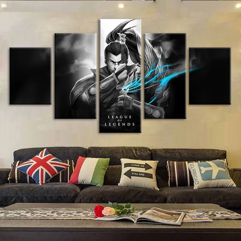 Картина на холсте настенное искусство HD печать плакат 5 панелей Лига Легенд