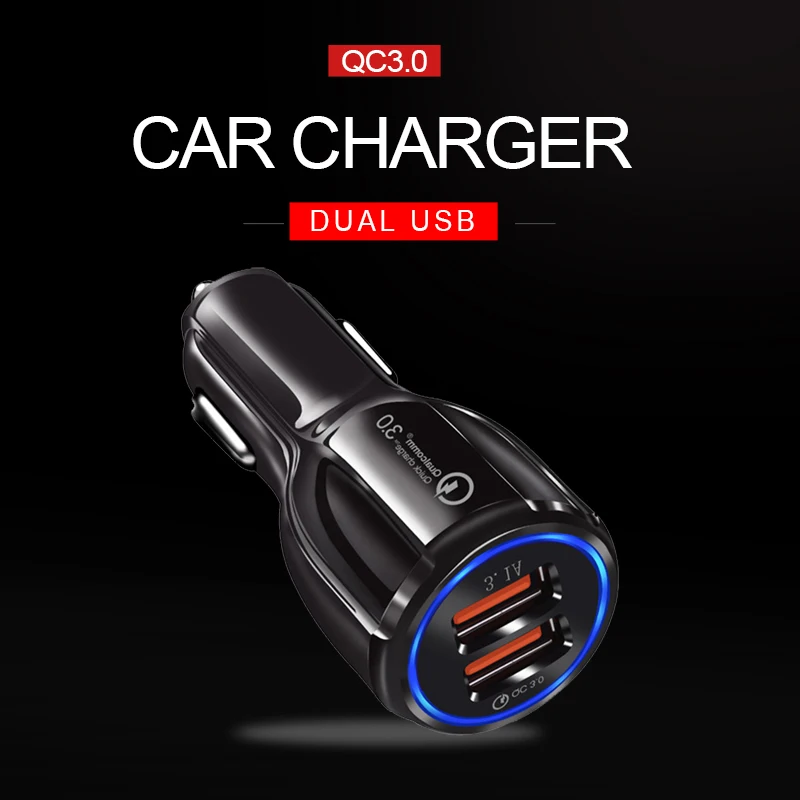 Быстрая зарядка 3 0 USB Автомобильное зарядное устройство 2 порта двойной usb