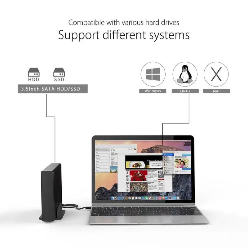 ORICO 7688C3 3,5 дюймов SATA для USB3.1 type-C Внешний чехол HDD SSD жесткий диск hdd корпус док-станция для хранения 8 ТБ Емкость