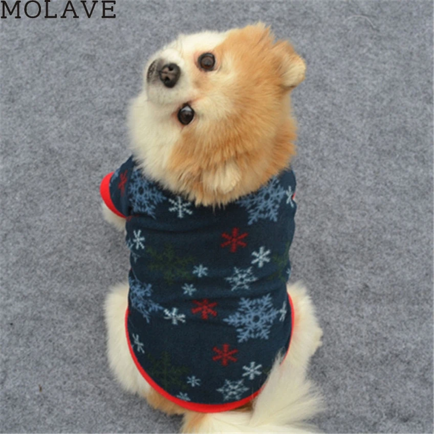 MOLAVE 1 шт. Домашний питомец собака щенок снег печатных теплый пуловер Вышитые