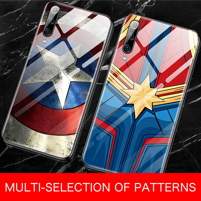 Чехол для телефона Marvel Железный человек Бэтмен стекло для Xiaomi mi 8 9 SE Lite F1 9T красный mi Note 5 6 7 8 Pro Plus чехол Капитан Америка