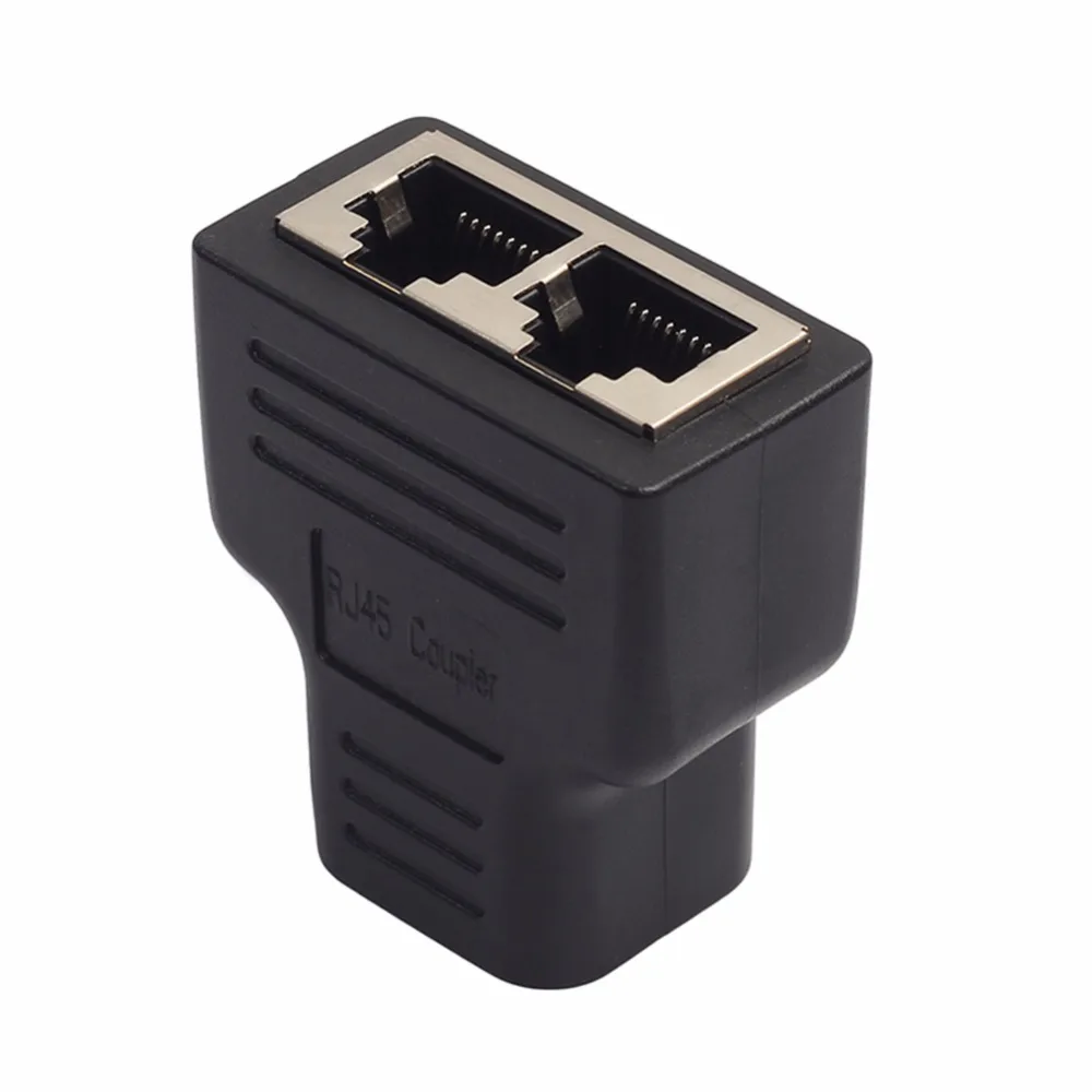 Factory Price 1pc Plastic Copper Core 1 To 2 LAN RJ45 Connector Network Cable Splitter Extender Plug Adapter Black | Компьютеры и офис