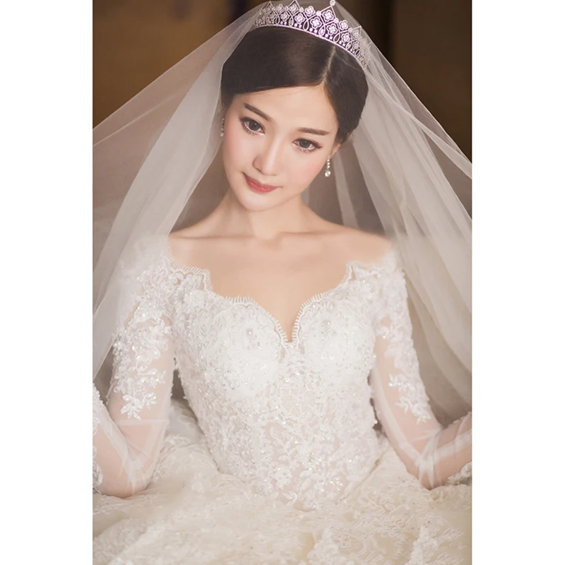 Vestidos de novia 2019 кружевное свадебное платье с длинными рукавами плюс размер