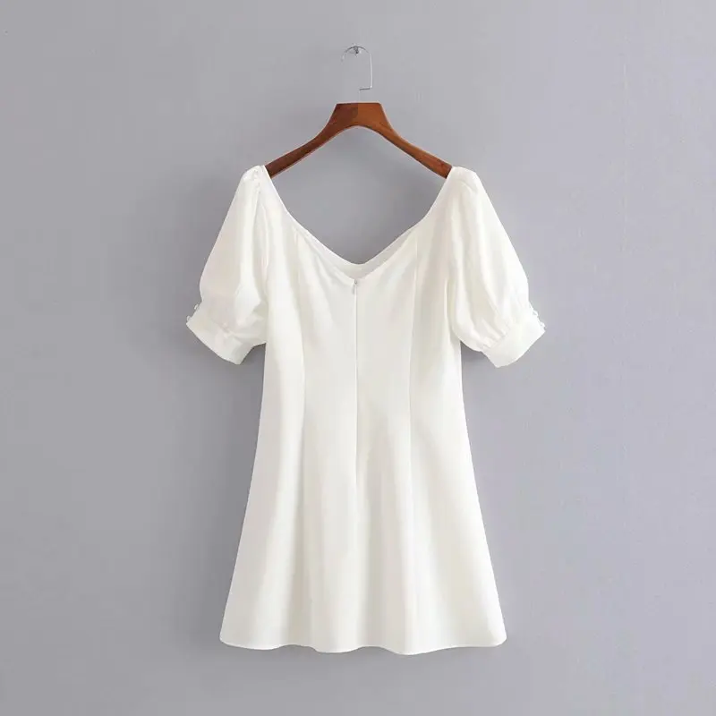 Женское винтажное платье с глубоким v-образным вырезом коротким