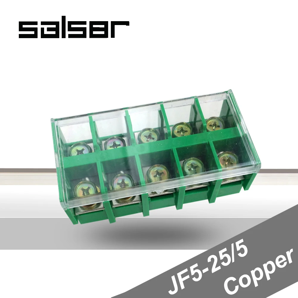 

JF5-25/5 Copper Terminal blocks 100A/5P 10-25mm2 Universal DIN Rail Mounted Wire Dual Row connection