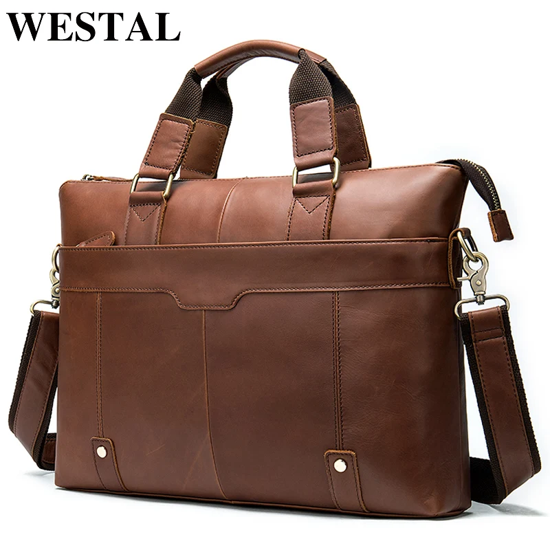 WESTAL мужской портфель кожаная сумка для ноутбука Мужская офисная из натуральной