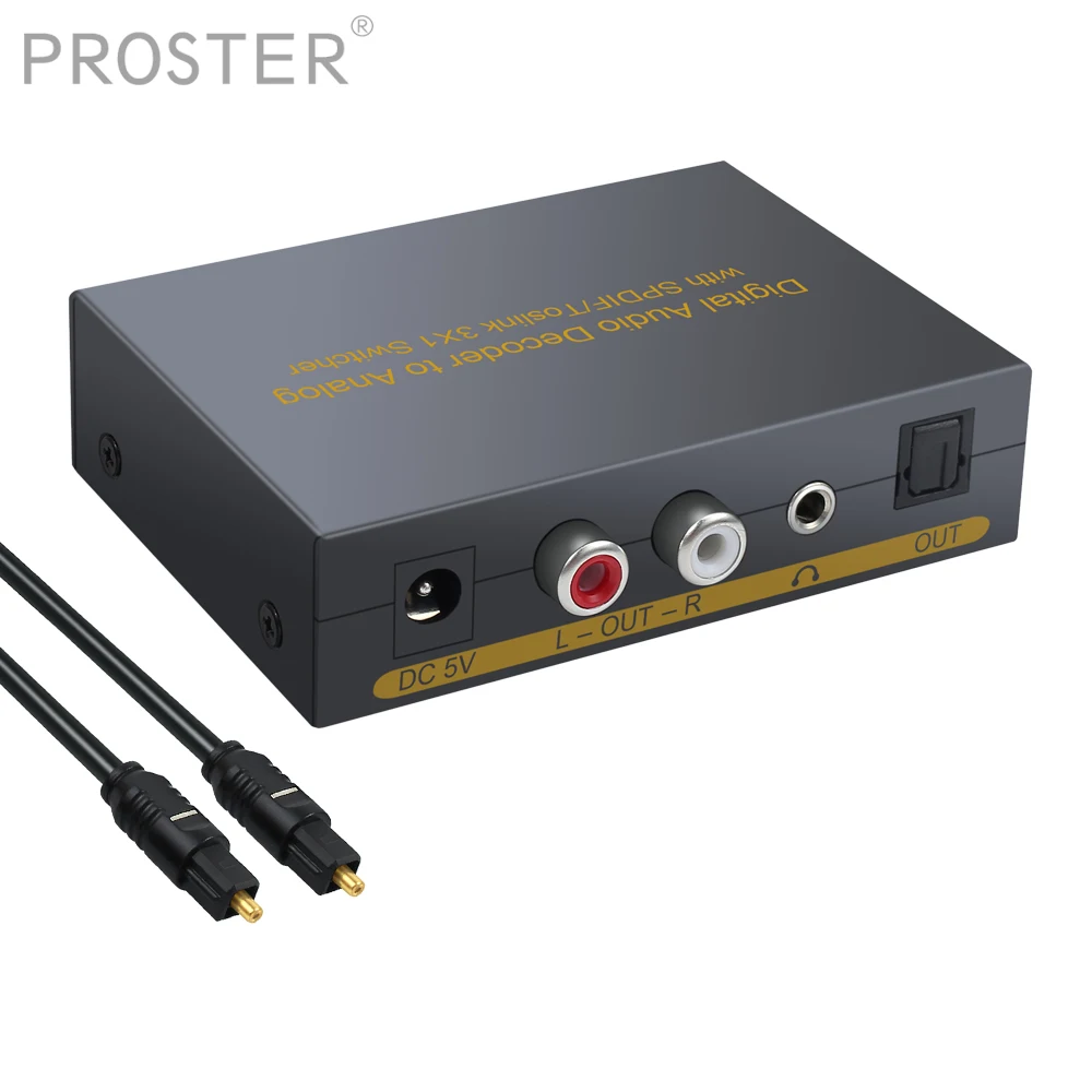 3 портовый оптический SPDIF Toslink на L/R RCA 5 мм стерео аудио с оптическим