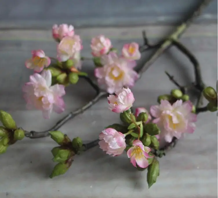 pink Cherry Hi-Q и высокая имитация искусственные цветки вишни, шелковых цветов сакуры, свадебные декоративные вишни 6 шт./лот - Цвет: pink Cherry