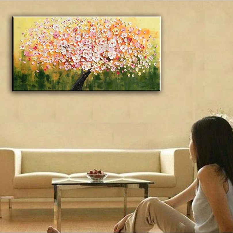 

NEW 100% hand painted oil painting Home decoration high quality flower knife painting pictures on canvas DM1609108