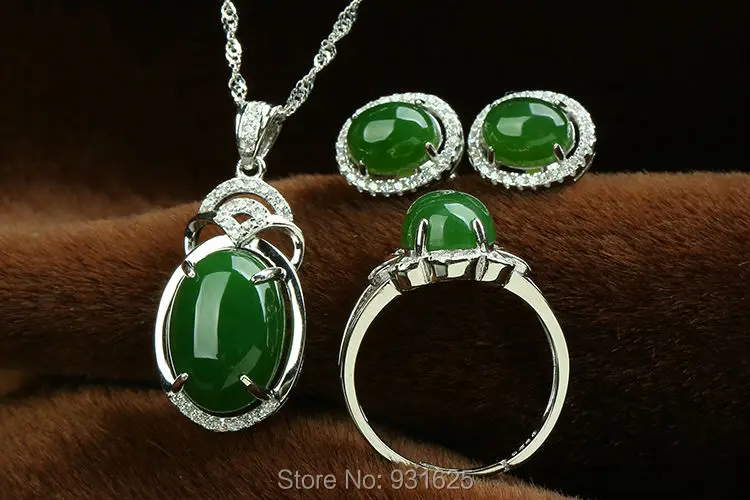 925 серебро натуральный зеленый Хе Тиан Ю инкрустация ожерелье со свисающей