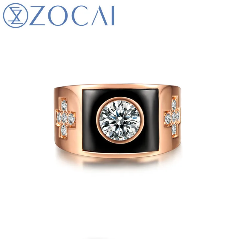 Бренд ZOCAI Настоящее сертифицированное 0 3 CT Алмаз H/SI 18K розовое золото с черным
