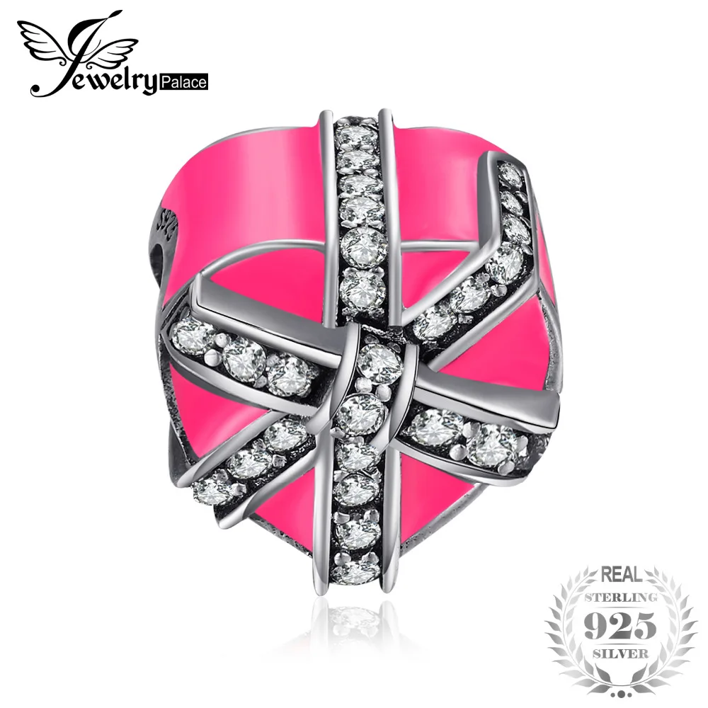 Jewelrypalace стерлингового серебра 925 Романтика розовое сердце Бусины Талисманы Fit