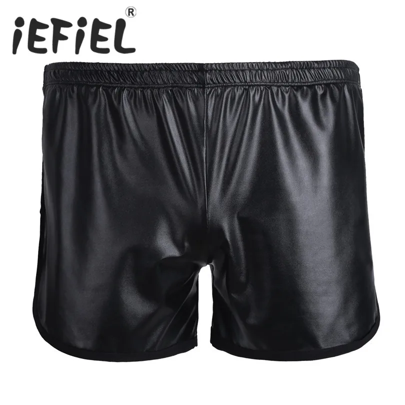 IEFiEL новые мужские сексуальные трусы боксеры из искусственной кожи Короткие с