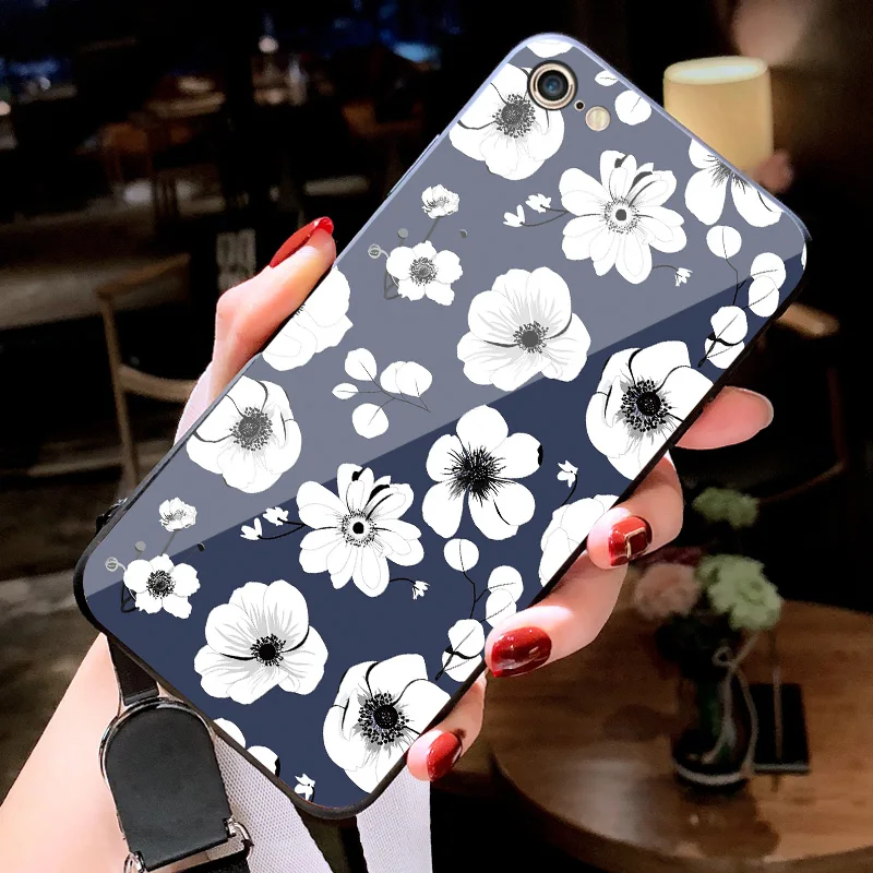 NO.9 Стеклянный чехол IIOZO для iPhone X XS MAX XR 6 6S 7 8 Plus, чехол для телефона s из закаленного стекла с мраморным цветочным узором, чехол для iPhone XS Max - Цвет: NO.9
